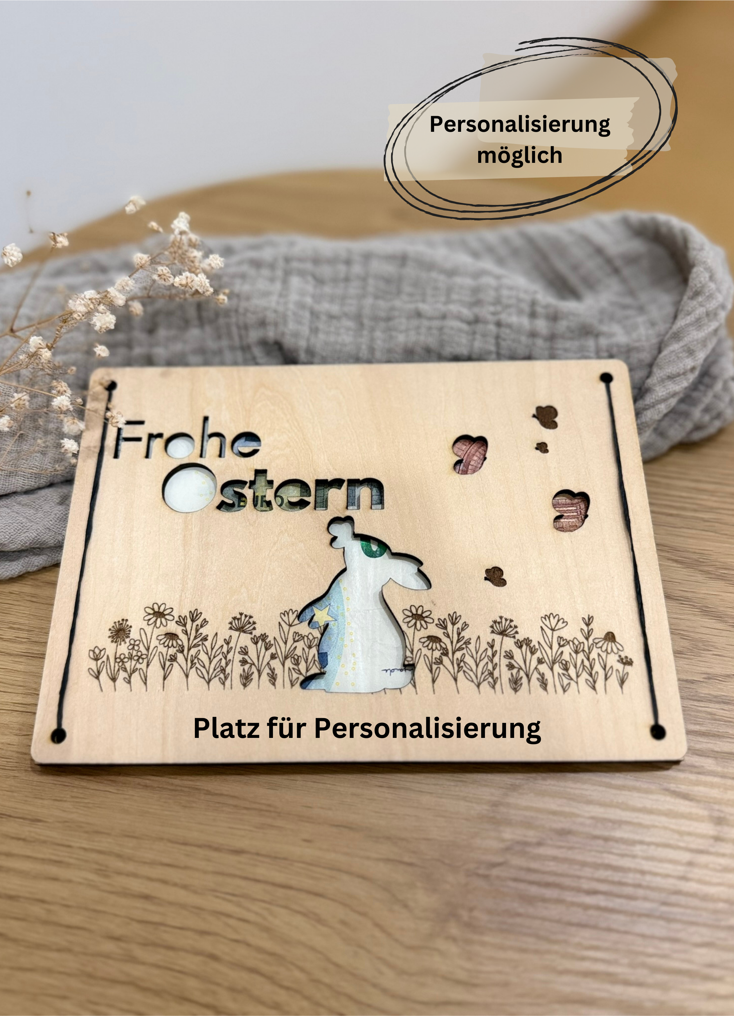 Geldgeschenk Holzkarte - Ostern