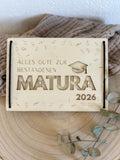 Geldgeschenk Holzkarte - Matura