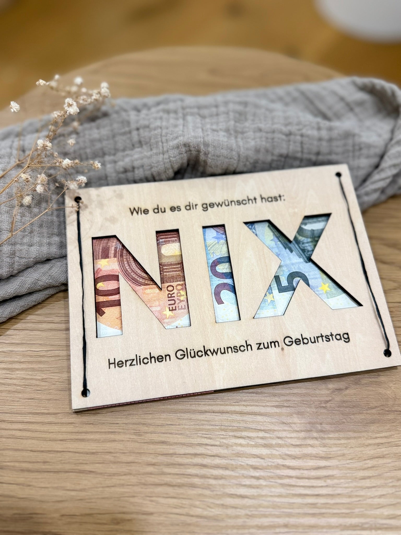 Geldgeschenk Holzkarte - Nix