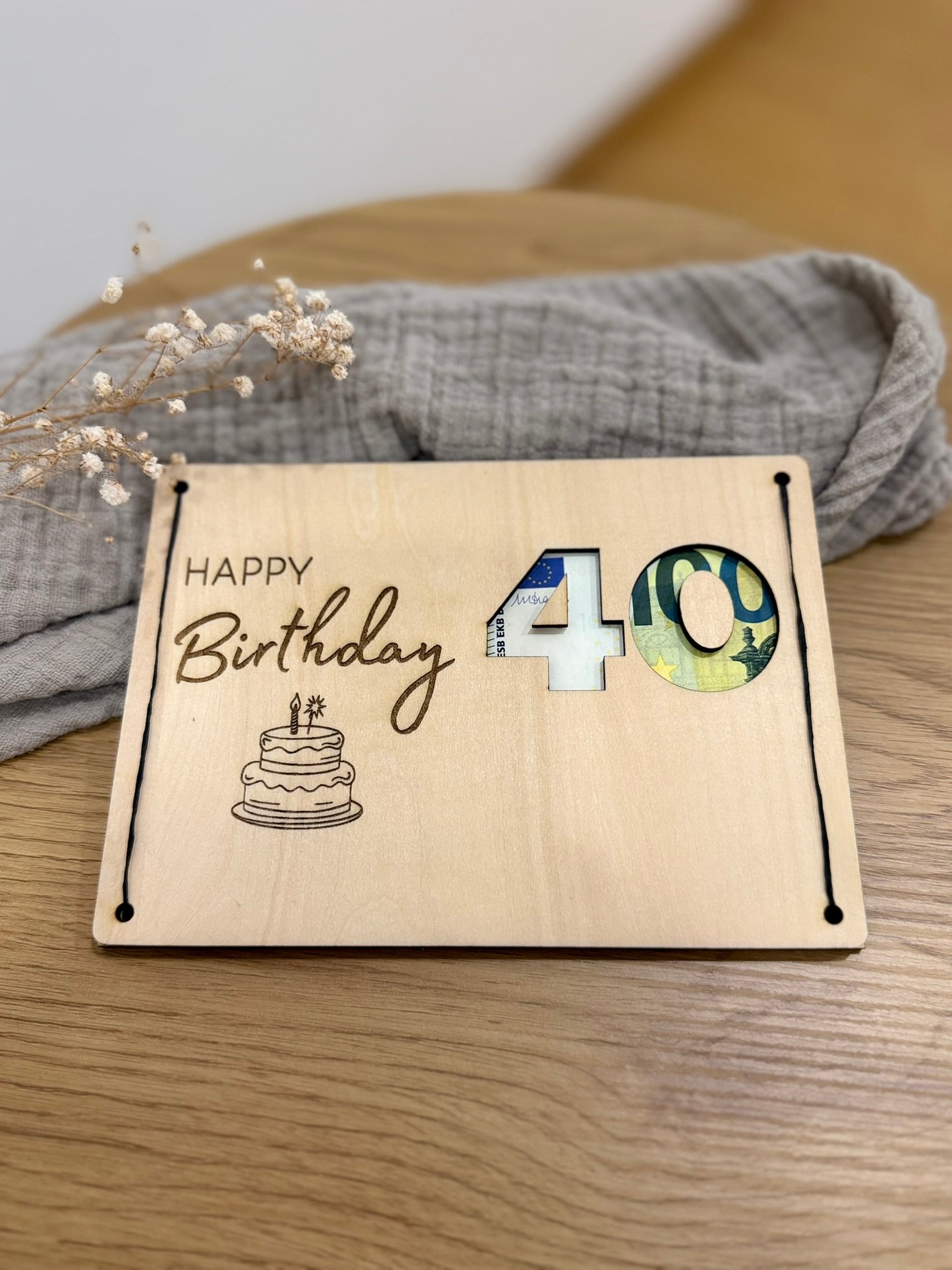 Geldgeschenk Holzkarte - Geburtstag