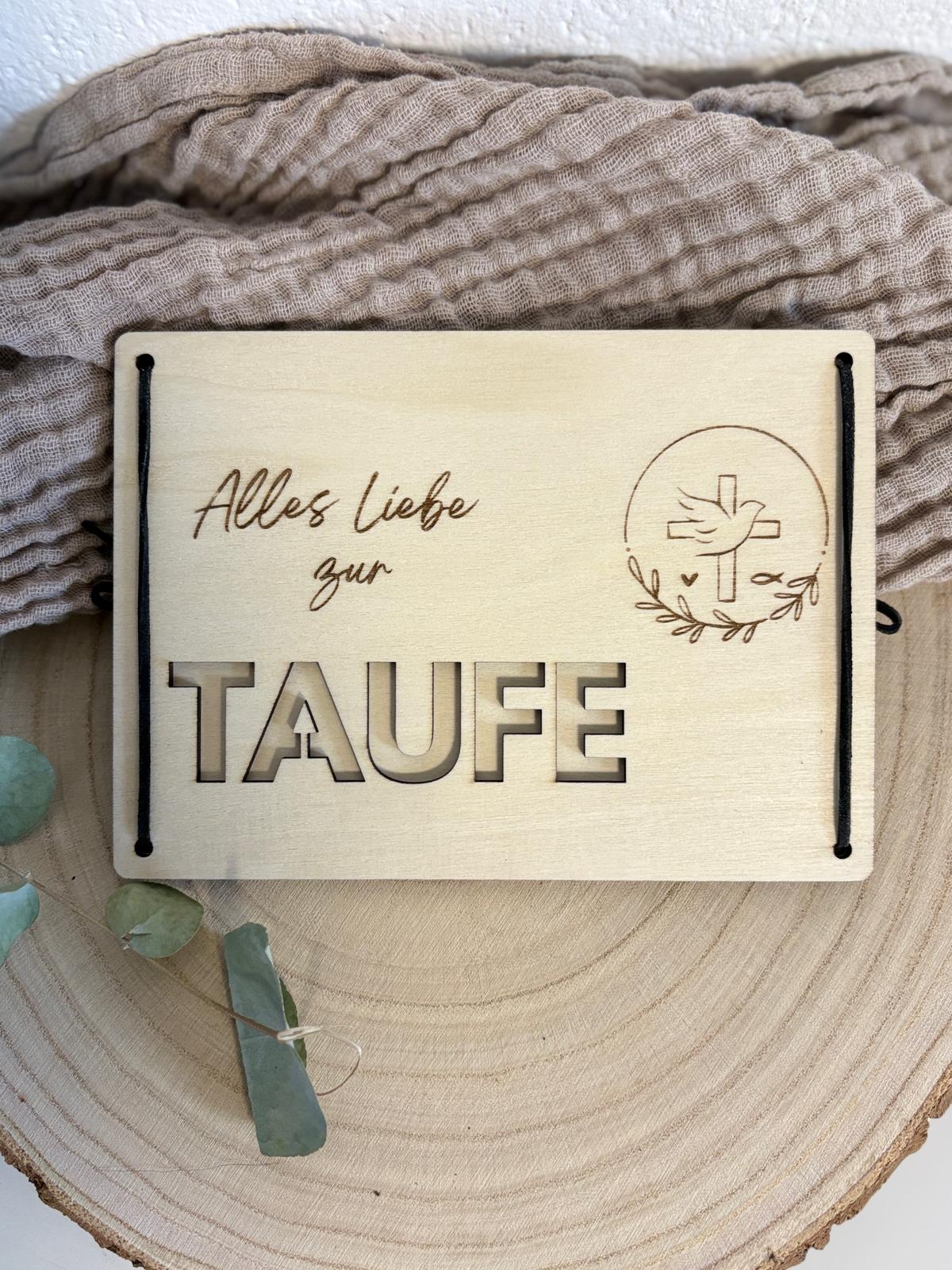 Geldgeschenk Holzkarte - Taufe