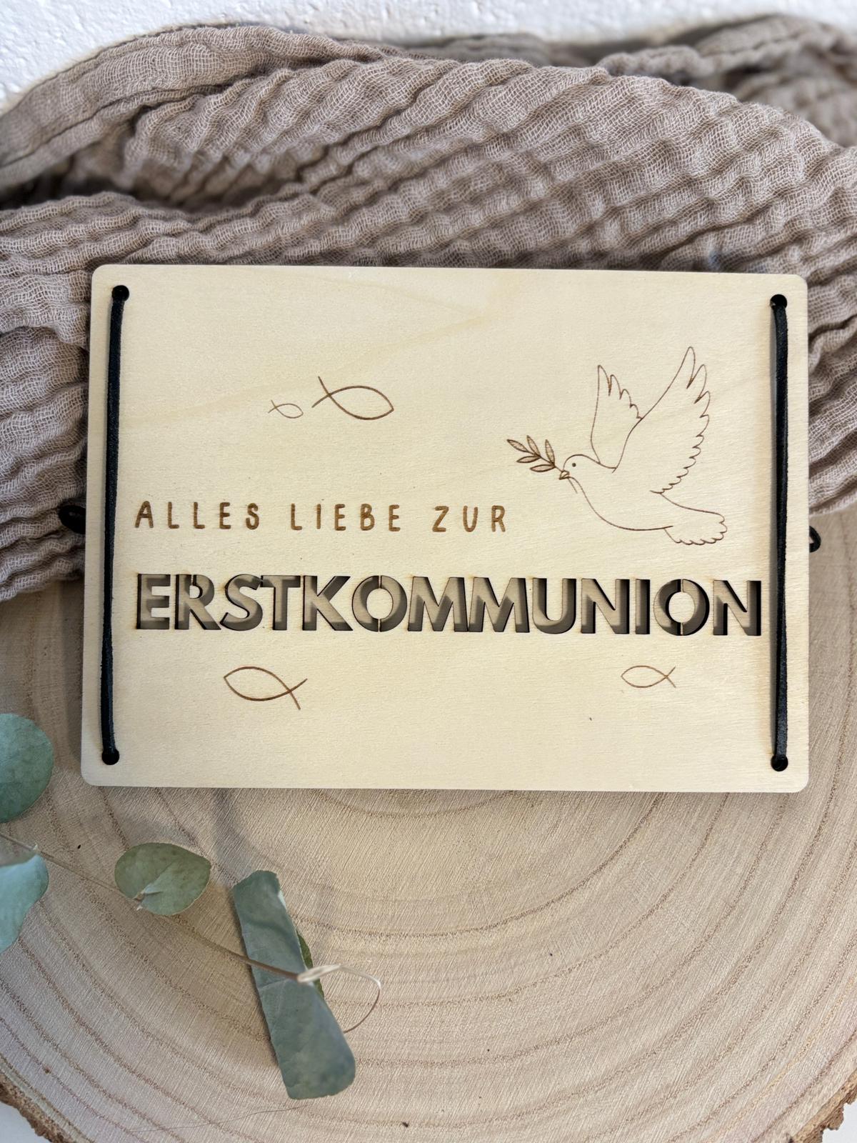 Geldgeschenk Holzkarte - Erstkommunion