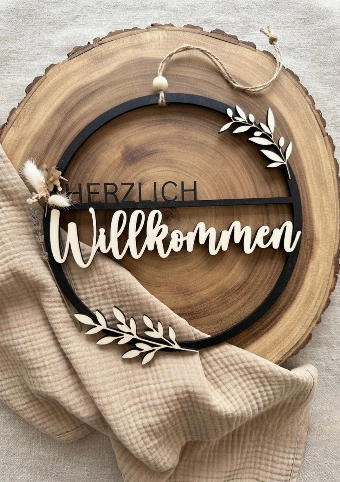 Türloop "Herzlich Willkommen schwarz/natur"
