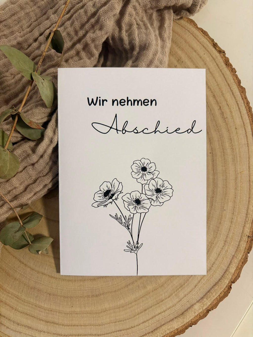 Trauerkarte - Wir nehmen Abschied (Blumen)