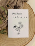 Trauerkarte - Wir nehmen Abschied (Blumen)