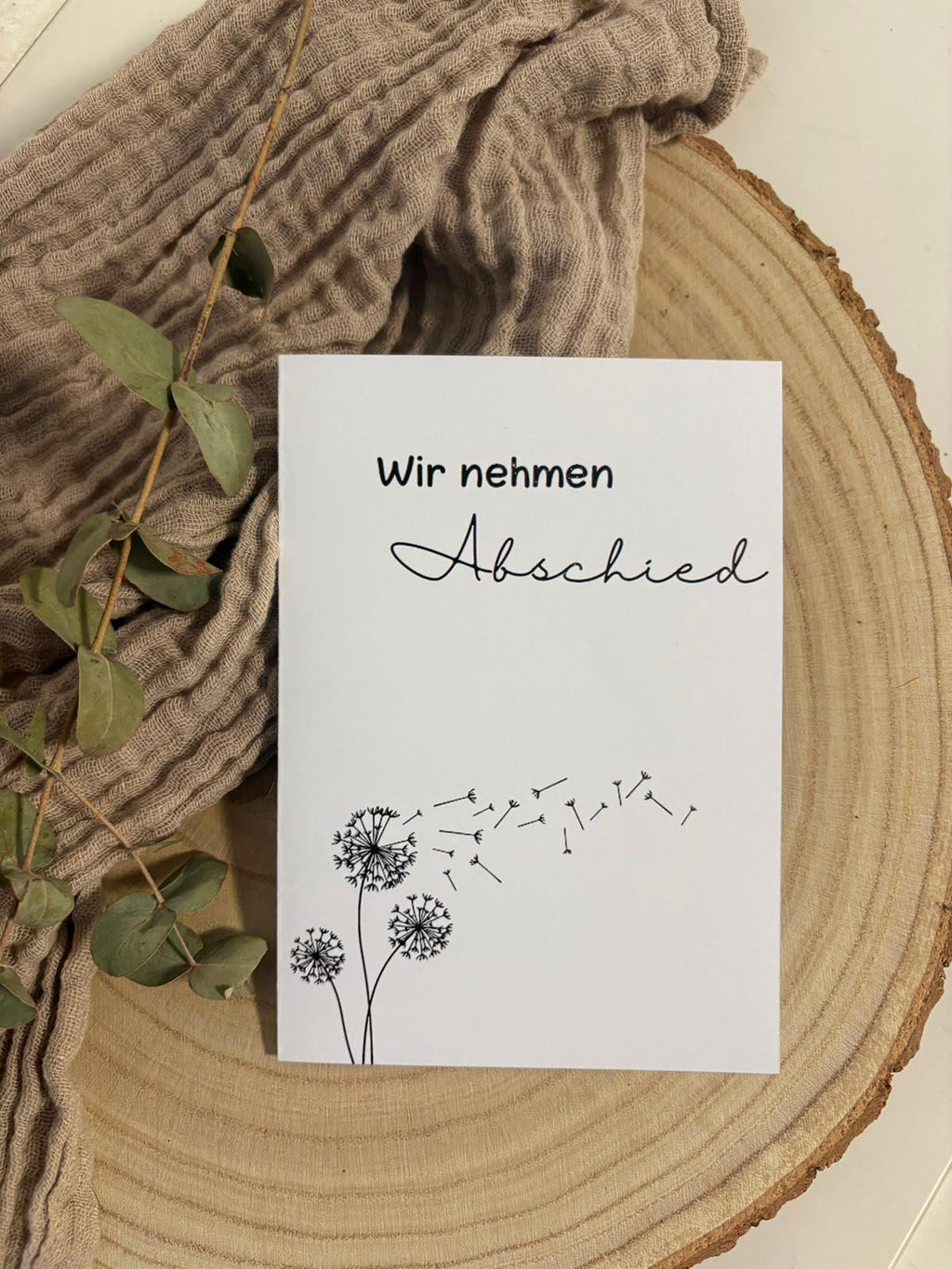 Trauerkarte - Wir nehmen Abschied (Pusteblumen)